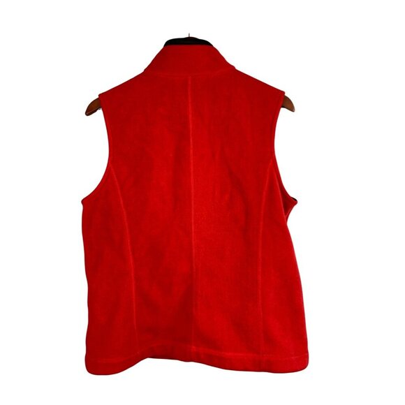Eddie Bauer Red Zip-Up Fleece Vest Womens Medium Polyester Viscose Blend - Picture 2 of 5